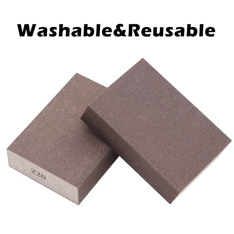 Sunxeke 6 Pack Sanding Sponge,220 Grit Drywall Sanding Blocks,Washable and Reusable Sandpaper Block for Wood Furniture,Wall,Pot,Sheetrock,Metal and Brush Sanding - Image 4